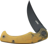 Kubey Scimitar Linerlock Ultem KU173H - Ultem Handle, Extended Tang, 3.5in Black Stonewashed 14C28N Blade by Kubey
