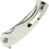 Kubey Scimitar Linerlock White KU173I - Stonewash 14C28N Blade White G10 Handle by Kubey