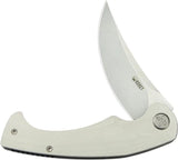 Kubey Scimitar Linerlock White KU173I - Stonewash 14C28N Blade White G10 Handle by Kubey