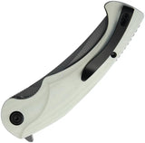 Kubey Scimitar Linerlock White KU173J - 3.5 Inch Black Stonewash 14C28N Sandvik Stainless Blade With White G10 Handle by Kubey