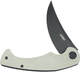 Kubey Scimitar Linerlock White KU173J - 3.5 Inch Black Stonewash 14C28N Sandvik Stainless Blade With White G10 Handle by Kubey
