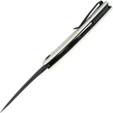 Kubey Scimitar Linerlock White KU173J - 3.5 Inch Black Stonewash 14C28N Sandvik Stainless Blade With White G10 Handle by Kubey