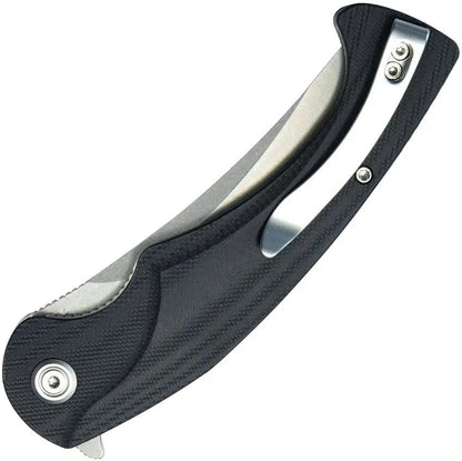 Kubey Scimitar Linerlock Knife - 3.5 Inch 14C28N Sandvik Stainless Blade With Black G10 Handle by Kubey