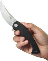 Kubey Scimitar Linerlock Knife - 3.5 Inch 14C28N Sandvik Stainless Blade With Black G10 Handle by Kubey