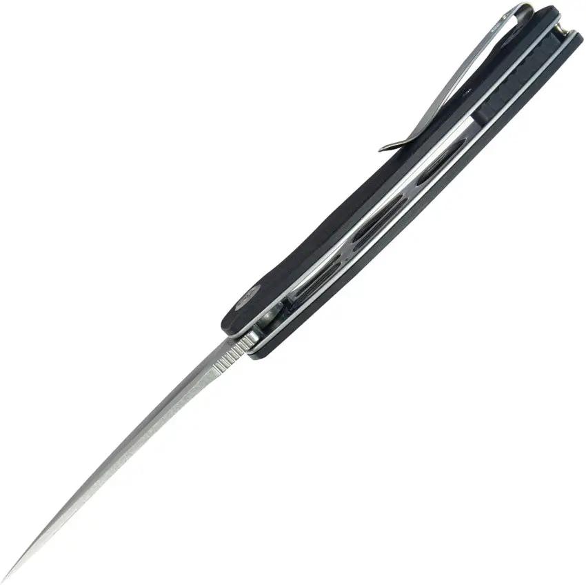 Kubey Scimitar Linerlock Knife - 3.5 Inch 14C28N Sandvik Stainless Blade With Black G10 Handle by Kubey