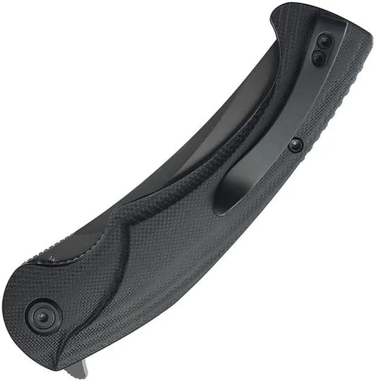 Kubey Scimitar Linerlock KU173L - Black Stonewashed AUS-10A Blade With G10 Handle And Extended Tang by Kubey
