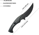 Kubey Scimitar Linerlock KU173L - Black Stonewashed AUS-10A Blade With G10 Handle And Extended Tang by Kubey