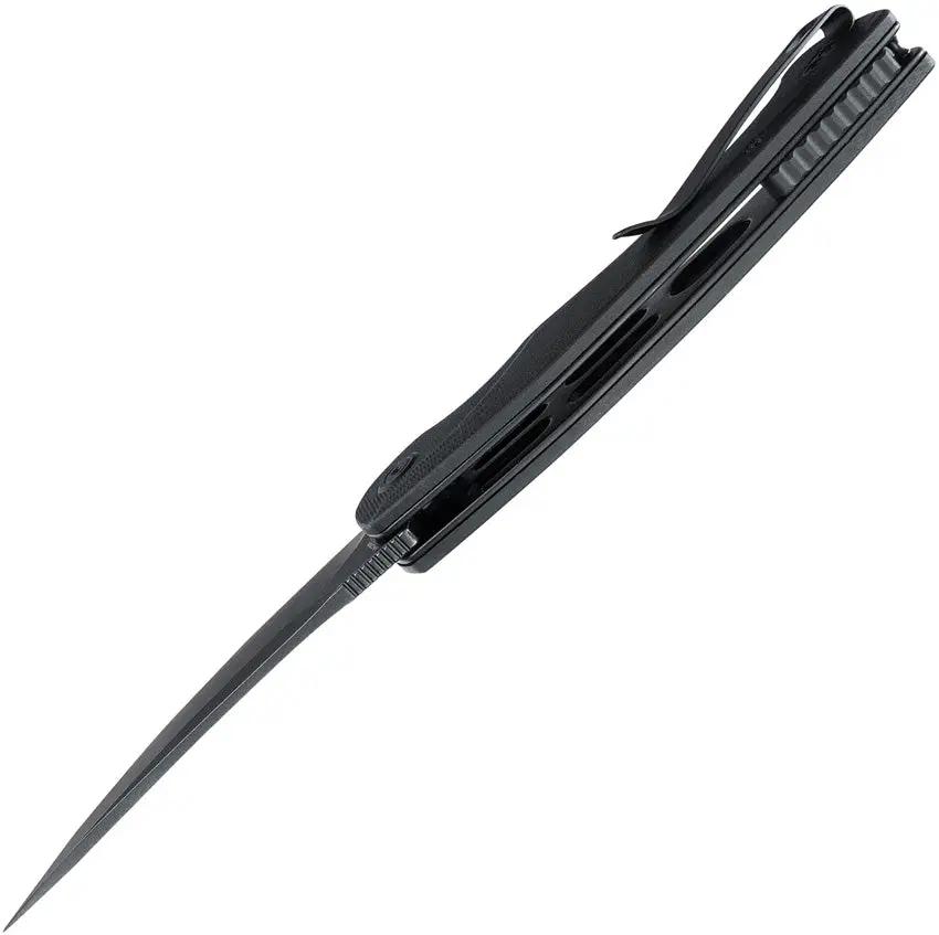 Kubey Scimitar Linerlock KU173L - Black Stonewashed AUS-10A Blade With G10 Handle And Extended Tang by Kubey