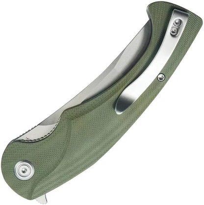 Kubey Scimitar Linerlock Tanto OD KU175A - 3.5 In Bead Blast 14C28N Sandvik Blade, Green G10 Handle by Kubey