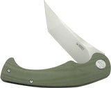Kubey Scimitar Linerlock Tanto OD KU175A - 3.5 In Bead Blast 14C28N Sandvik Blade, Green G10 Handle by Kubey
