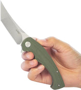 Kubey Scimitar Linerlock Tanto OD KU175A - 3.5 In Bead Blast 14C28N Sandvik Blade, Green G10 Handle by Kubey