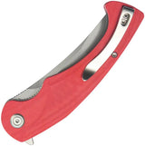 Kubey Scimitar Linerlock Tanto Red KU175E - 14C28N Sandvik Stainless Bead Blast Blade Red G10 Handle Extended Tang by Kubey