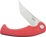 Kubey Scimitar Linerlock Tanto Red KU175E - 14C28N Sandvik Stainless Bead Blast Blade Red G10 Handle Extended Tang by Kubey