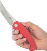Kubey Scimitar Linerlock Tanto Red KU175E - 14C28N Sandvik Stainless Bead Blast Blade Red G10 Handle Extended Tang by Kubey