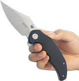 Kubey Ceto Camp Linerlock Black KU181A - Durable 14C28N Sandvik Clip Point Blade With Black G10 Handle And Pocket Clip by Kubey