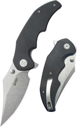 Kubey Ceto Camp Linerlock Black KU181A - Durable 14C28N Sandvik Clip Point Blade With Black G10 Handle And Pocket Clip by Kubey