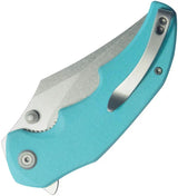 Kubey Ceto Camp Linerlock Knife - Blue G10 Handle Stonewashed 14C28N Sandvik Blade Clip Point Pocket Clip by Kubey