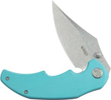 Kubey Ceto Camp Linerlock Knife - Blue G10 Handle Stonewashed 14C28N Sandvik Blade Clip Point Pocket Clip by Kubey
