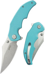 Kubey Ceto Camp Linerlock Knife - Blue G10 Handle Stonewashed 14C28N Sandvik Blade Clip Point Pocket Clip by Kubey