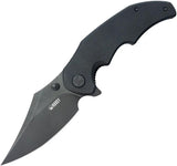 Kubey Ceto Camp Linerlock Knife - 3.5 Inch Black Stonewash Clip Point Blade, Black G10 Handle by Kubey