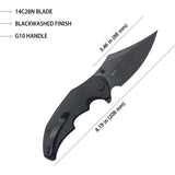 Kubey Ceto Camp Linerlock Knife - 3.5 Inch Black Stonewash Clip Point Blade, Black G10 Handle by Kubey