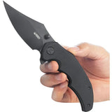 Kubey Ceto Camp Linerlock Knife - 3.5 Inch Black Stonewash Clip Point Blade, Black G10 Handle by Kubey