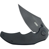 Kubey Ceto Camp Linerlock Knife - 3.5 Inch Black Stonewash Clip Point Blade, Black G10 Handle by Kubey