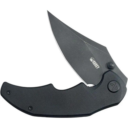 Kubey Ceto Camp Linerlock Knife - 3.5 Inch Black Stonewash Clip Point Blade, Black G10 Handle by Kubey