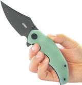 Kubey Ceto Camp Linerlock Jade KU181F - Jade G10 Handle With 3.5 Inch Clip Point Blade 14C28N Sandvik Stainless by Kubey