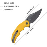Kubey Ceto Camp Linerlock - Yellow G10 Handle With 14C28N Sandvik Clip Point Blade by Kubey