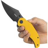 Kubey Ceto Camp Linerlock - Yellow G10 Handle With 14C28N Sandvik Clip Point Blade by Kubey