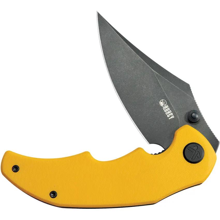Kubey Ceto Camp Linerlock - Yellow G10 Handle With 14C28N Sandvik Clip Point Blade by Kubey