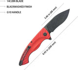 Kubey Timberwolf Linerlock Red KU208I - 3.5 Inch Black Stonewash Blade Red G10 Handle Extended Tang Pocket Clip by Kubey