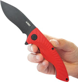 Kubey Timberwolf Linerlock Red KU208I - 3.5 Inch Black Stonewash Blade Red G10 Handle Extended Tang Pocket Clip by Kubey