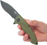 Kubey Timberwolf Linerlock OD KU208J - Durable 3.5in 14C28N Sandvik Blade OD Green G10 Handle Extended Tang by Kubey
