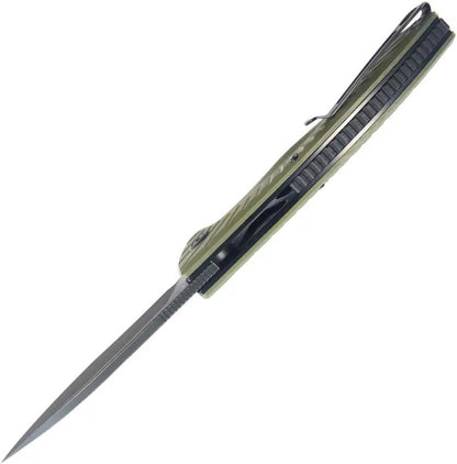 Kubey Timberwolf Linerlock OD KU208J - Durable 3.5in 14C28N Sandvik Blade OD Green G10 Handle Extended Tang by Kubey