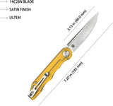 Kubey Mizo Linerlock Ultem KU2101G - Ultem Handle, Satin 14C28N Sandvik Blade, Extended Tang by Kubey
