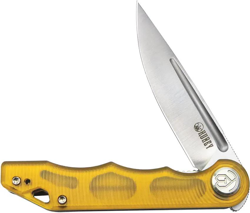 Kubey Mizo Linerlock Ultem KU2101G - Ultem Handle, Satin 14C28N Sandvik Blade, Extended Tang by Kubey