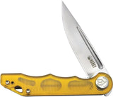 Kubey Mizo Linerlock Ultem KU2101G - Ultem Handle, Satin 14C28N Sandvik Blade, Extended Tang by Kubey