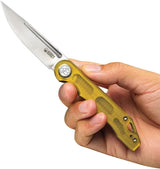 Kubey Mizo Linerlock Ultem KU2101G - Ultem Handle, Satin 14C28N Sandvik Blade, Extended Tang by Kubey