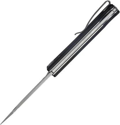 Kubey Akino Lockback KU2102A - Bead Blast 14C28N Sandvik Stainless Blade Black G10 Handle Lanyard Hole Pocket Clip by Kubey