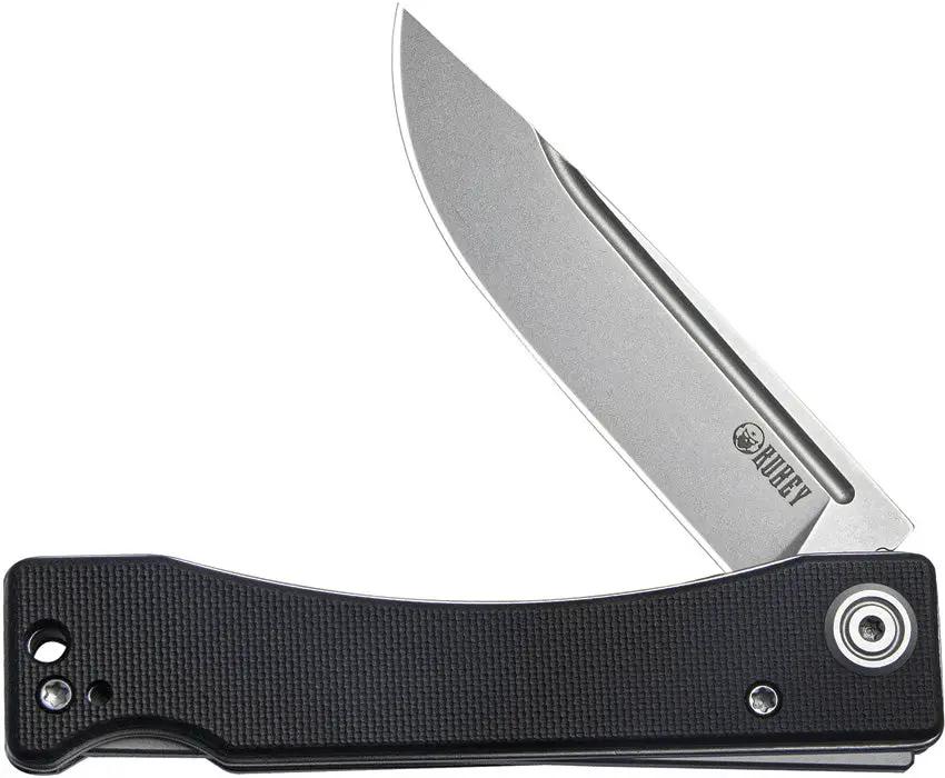 Kubey Akino Lockback KU2102A - Bead Blast 14C28N Sandvik Stainless Blade Black G10 Handle Lanyard Hole Pocket Clip by Kubey