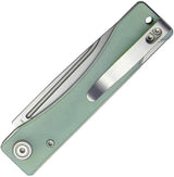 Kubey Akino Lockback Knife - Jade G10 Handle And 3-Inch Bead Blast 14C28N Blade, Lanyard Hole And Pocket Clip by Kubey