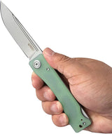 Kubey Akino Lockback Knife - Jade G10 Handle And 3-Inch Bead Blast 14C28N Blade, Lanyard Hole And Pocket Clip by Kubey