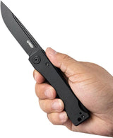 Kubey Akino Lockback Blackout KU2102D - 3In Black Stonewash Blade, 4In Closed, G10 Handle, Lanyard Hole, Pocket Clip by Kubey