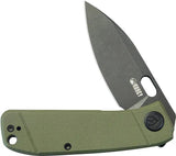 Kubey Hyde Linerlock - 3 Inch Black Stonewashed 14C28N Blade 4 Inch Closed OD Green G10 Handle by Kubey