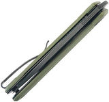 Kubey Hyde Linerlock - 3 Inch Black Stonewashed 14C28N Blade 4 Inch Closed OD Green G10 Handle by Kubey
