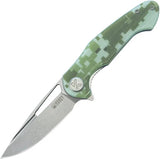 Kubey Dugu Linerlock Camo G10 KU210H - 4 Inch Closed, 3 Inch Stonewash 14C28N Sandvik Blade, Digital Camo G10 Handle by Kubey