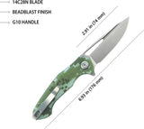 Kubey Dugu Linerlock Camo G10 KU210H - 4 Inch Closed, 3 Inch Stonewash 14C28N Sandvik Blade, Digital Camo G10 Handle by Kubey