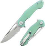 Kubey Dugu Linerlock Jade G10 KU210I - Three Inch Stonewashed 14C28N Blade With Jade G10 Handle Pocket Clip by Kubey